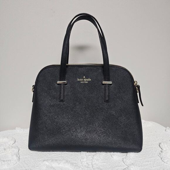 Kate Spade Black Coated Canvas Shoulder Bag Minimalist Neutral Quiet Luxury - Picture 1 of 10